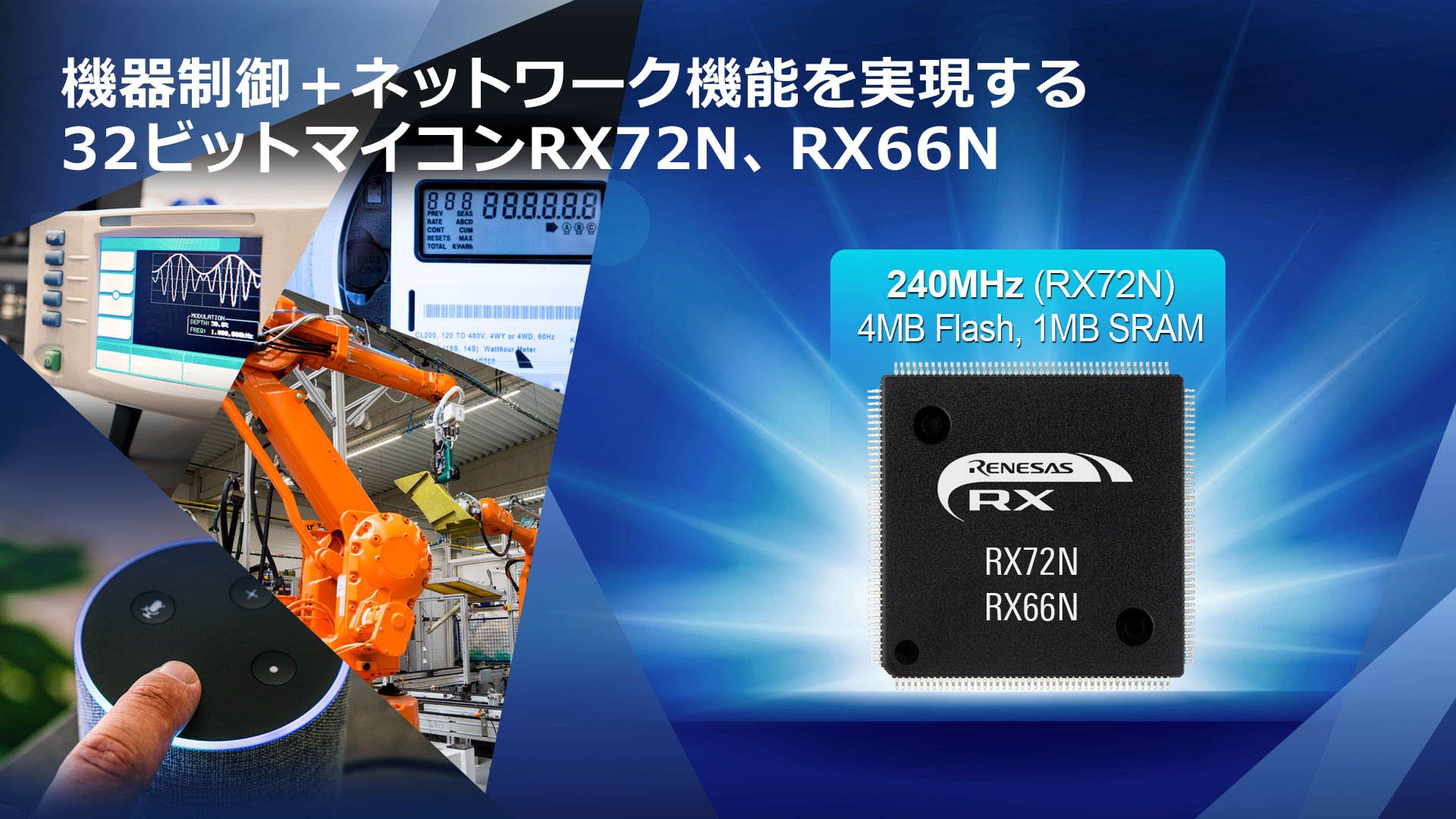 産業オートメーション機器向け32ビットRXマイコン「RX72N」、「RX66N