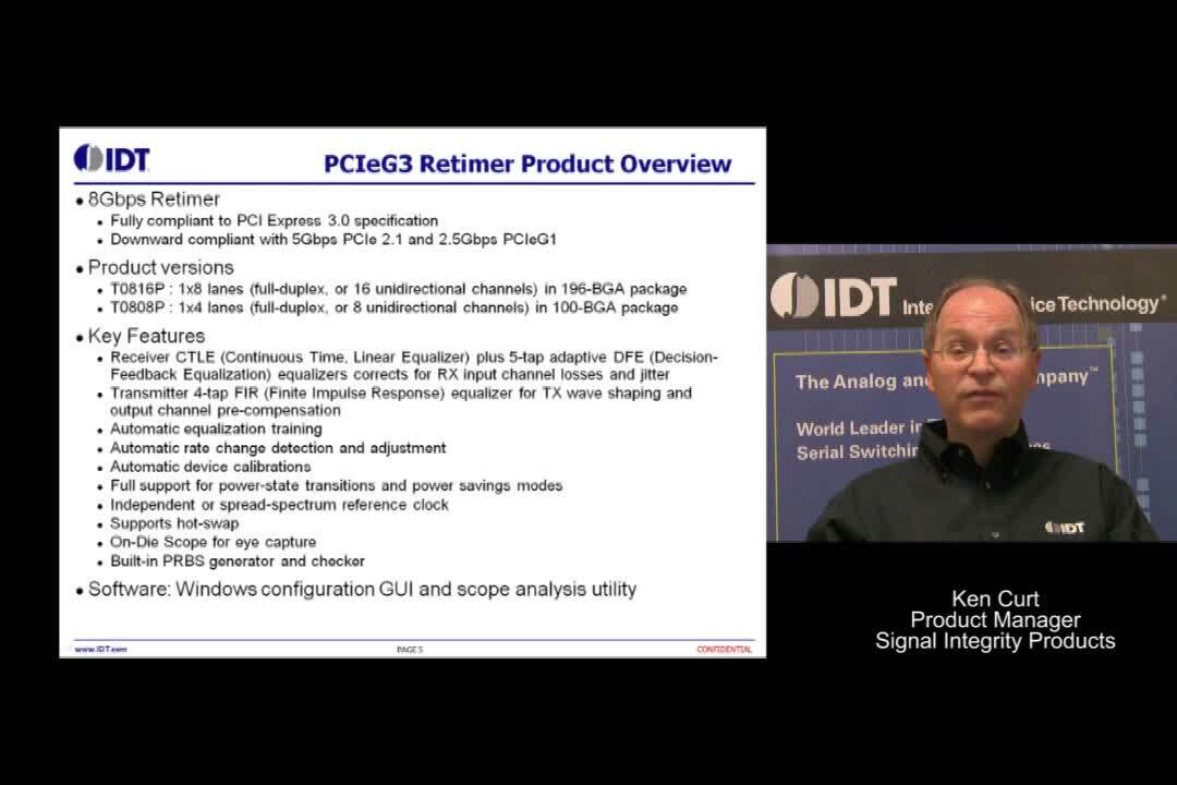 IDT PCIe 3.0 Retimers for High-Speed 8Gbps Signal Conditioning