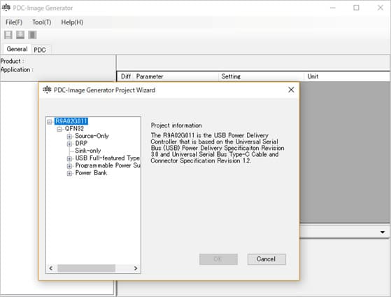 Figure 1: Selecting PDC (R9A02G011) Functionality When Starting a New Project 