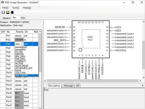 Figure 2: Using the PDC Image Generator to Customize the Pin Assignments.
