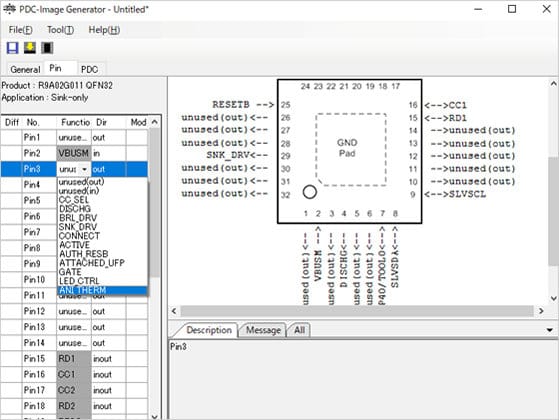 图2：可在PDC Image Generator中进行引脚分配