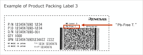 Pb-Free T. is marked on product packing label