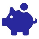piggy bank with a coin being inserted icon