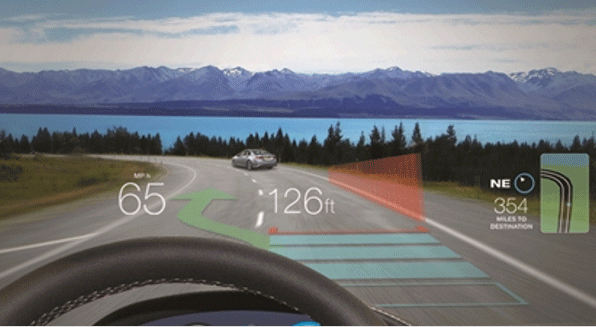 Augmented Reality Head-up Display (AR-HUD) System Example 2 Image showing an Augmented Reality Head-up Display (AR-HUD) System Example 2.