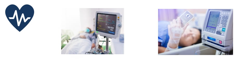 Images of electrocardiograph machines.