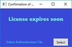 License expires soon dialog