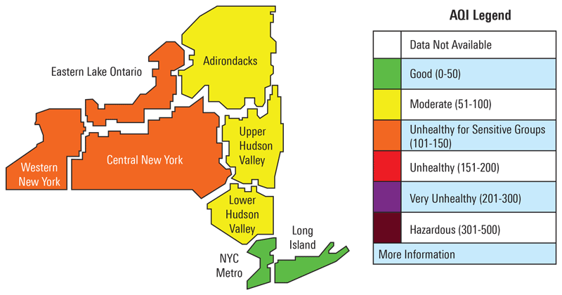 Figure 2: Ozone Air Quality Advisory in effect for Eastern Lake Ontario region Friday