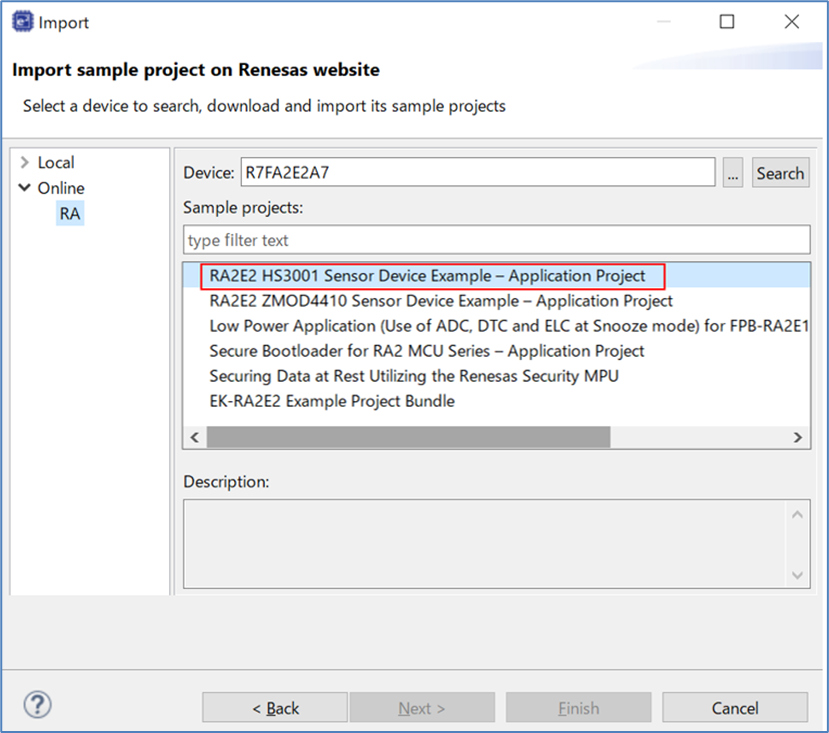 Import Sample Project on Renesas Website