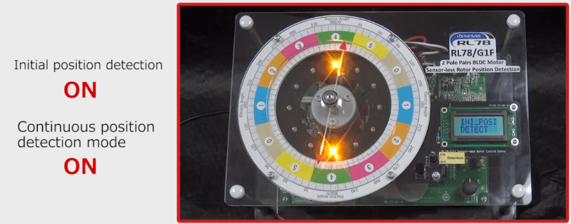 RL78/G1F sensorless BLDC motor initial rotor position detection demo