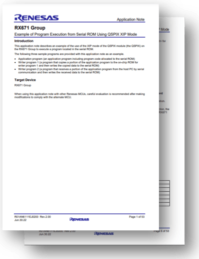 RX671 Group Example of Program Execution from Serial ROM Using QSPIX XIP Mode Application Note