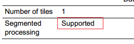 DRP number of tiles: 1; segmented processing: supported