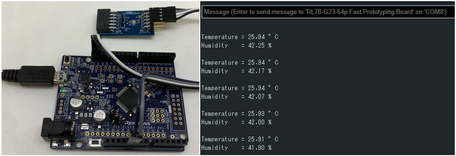 the HS3001 sensor on the Arduino IDE on the serial monitor