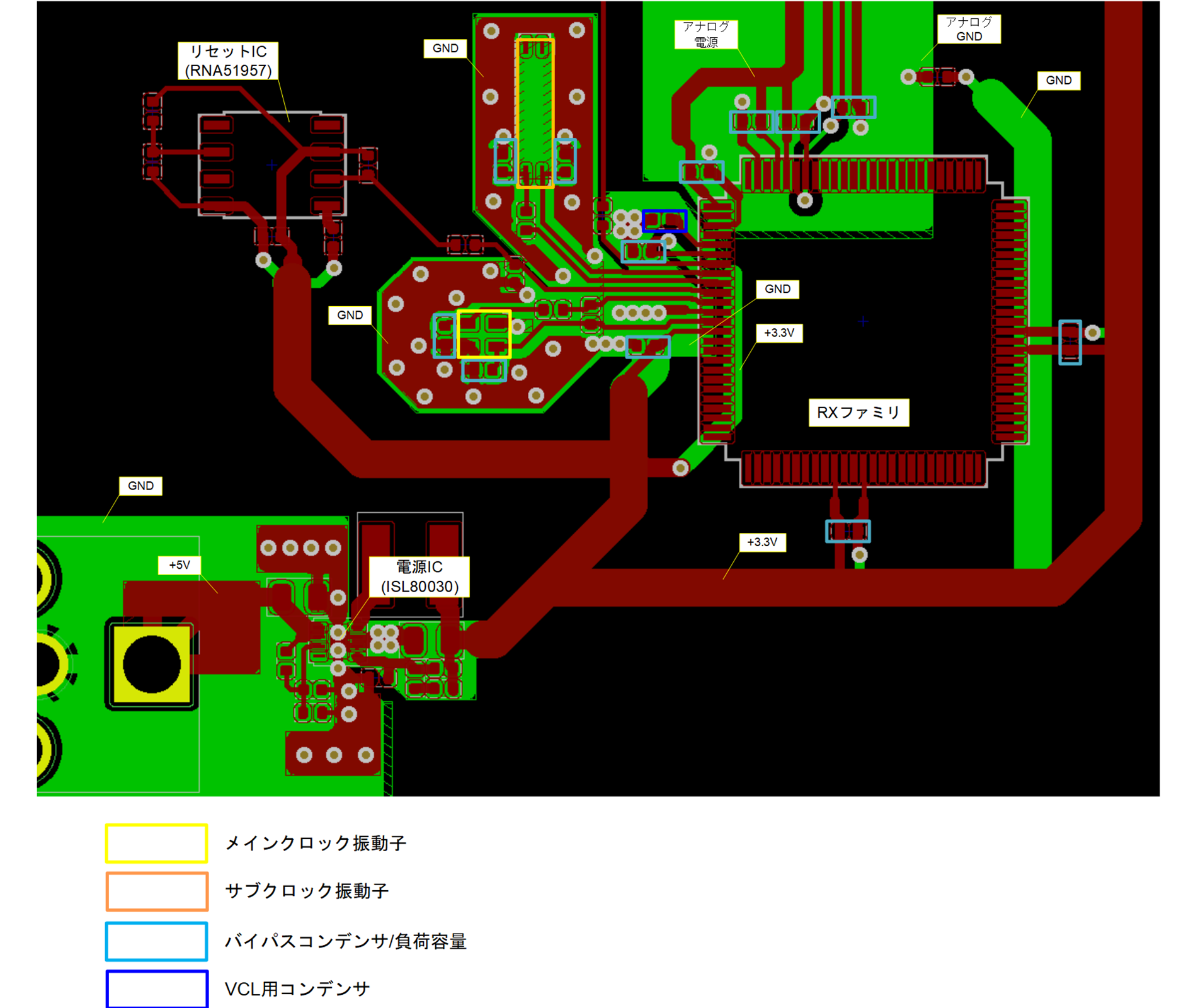 ボードのパターン例(2層基板)