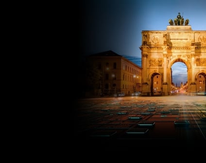 Homepage banner showcasing Munich's landmark image with semiconductor flooring indicating Renesas' participation in Electronica 2026 at Munich, Germany.