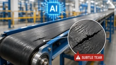 Main industrial conveyor belt image for the belt monitoring using AI to detect damage before failure blog.