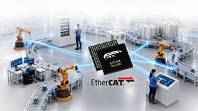 Main blog image featuring the RX74M and RX74N MCU chip with an industrial floor in the backgound.