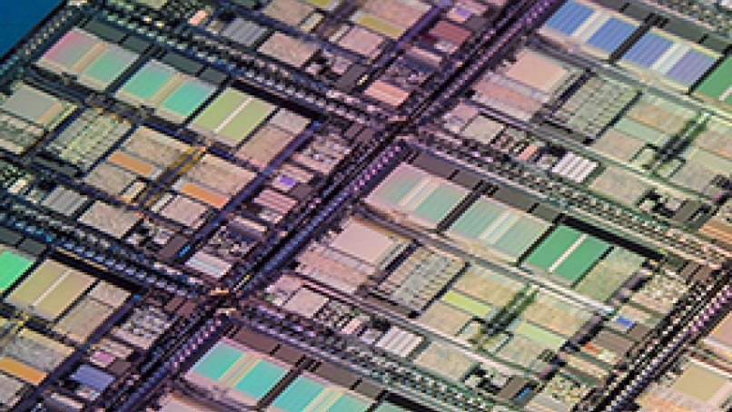 Silicon Wafer Under Microscope