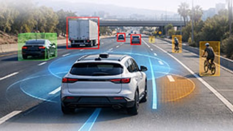 Main blog image showing a vehicle on the road for the "How to Build Scalable End-to-End ADAS/AD System Solutions: From Demonstration to Production at Scale" blog.