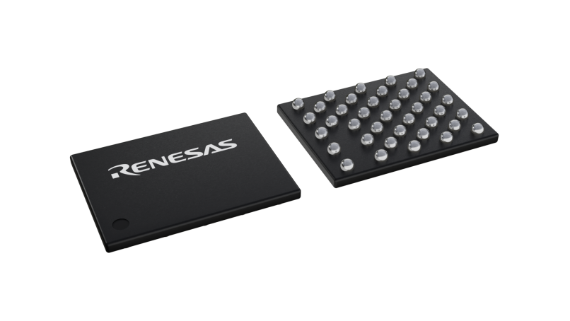 3D illustration featuring top and bottom views of WLCSP IC chip package with 39 lead count