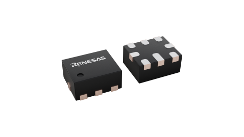 3D illustration featuring top and bottom views of STQFN chip package with 8 lead count.