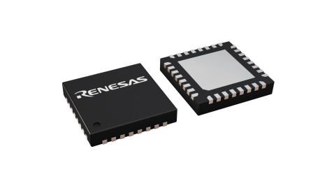 3D illustration featuring top and bottom views of TQFN IC chip package with 32 lead count.