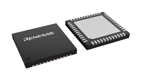 3D illustration featuring top and bottom views of TQFN chip package with 48 lead count.
