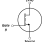 Schematic symbol for the RTP100E005G1FL enhancement-mode GaN FET showing Gate pin 9, Source pins 1-4, and Drain pins 5-8