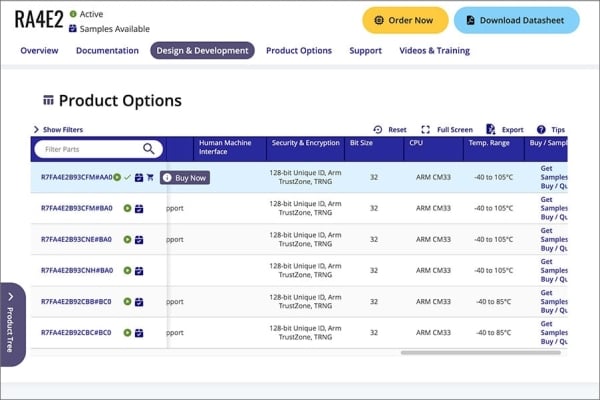 Find products with an adjacent shopping cart icon. Click the shopping cart to view available inventory and pricing.