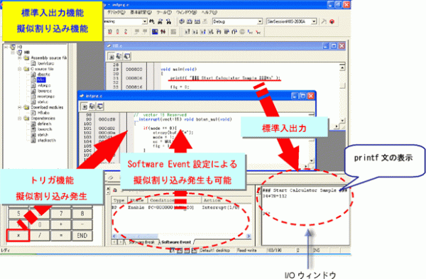 Simulated I/O機能・擬似割込み機能