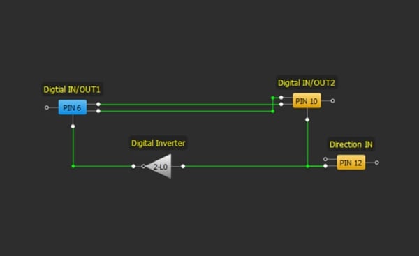 Bi-directional level-shift with external direction signal implemented in GreenPAK