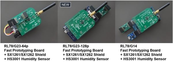 RL78/G23-64p Fast Prototyping Board, RL78/G23-128p Fast Prototyping Board or RL78/G14 Fast Prototyping Board and Semtech SX1261/1262 Shield