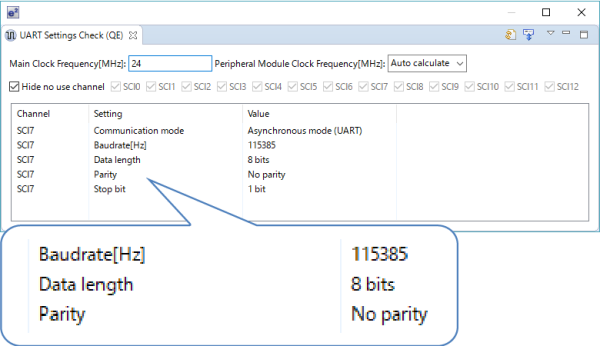 UART Settings Check