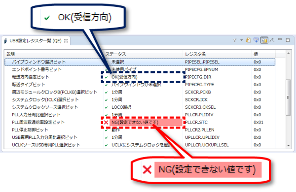 [レジスタ一覧]ビュー