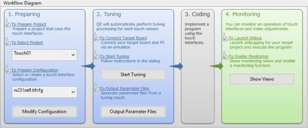 QE for Capacitive Touch Main/Sensor Tuner View