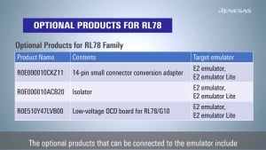Emulator Product Options for RL78 Introduction