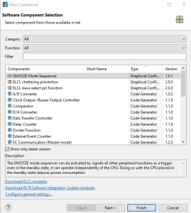 RL78 SC component setting