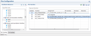 Pins Configuration window (displayed per peripheral module)