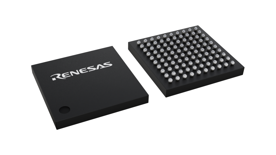 3D illustration featuring top and bottom views of CABGA IC chip package with 100 lead count