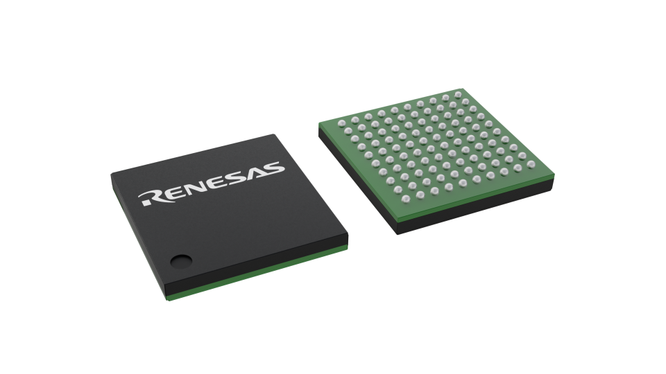 3D illustration featuring top and bottom views of CABGA IC chip package with 100 lead count