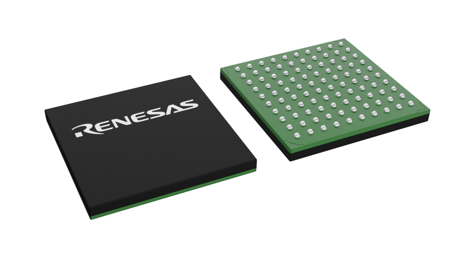 3D illustration featuring top and bottom views of CABGA IC chip package with 100 lead count.