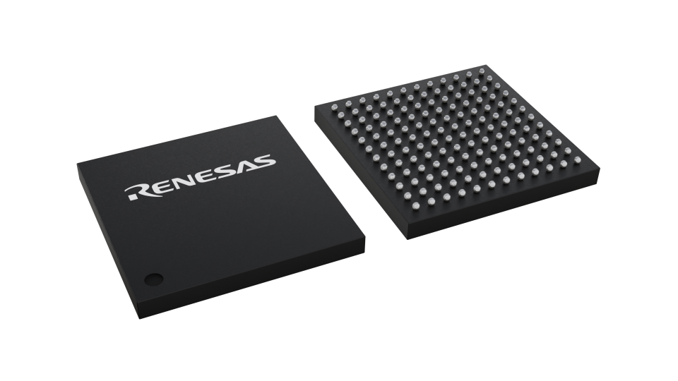 3D illustration featuring top and bottom views of CABGA IC chip package with 144 lead count
