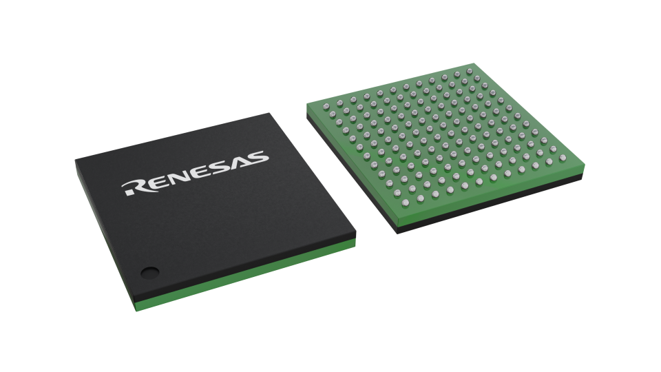 3D illustration featuring top and bottom views of CABGA IC chip package with 144 lead count