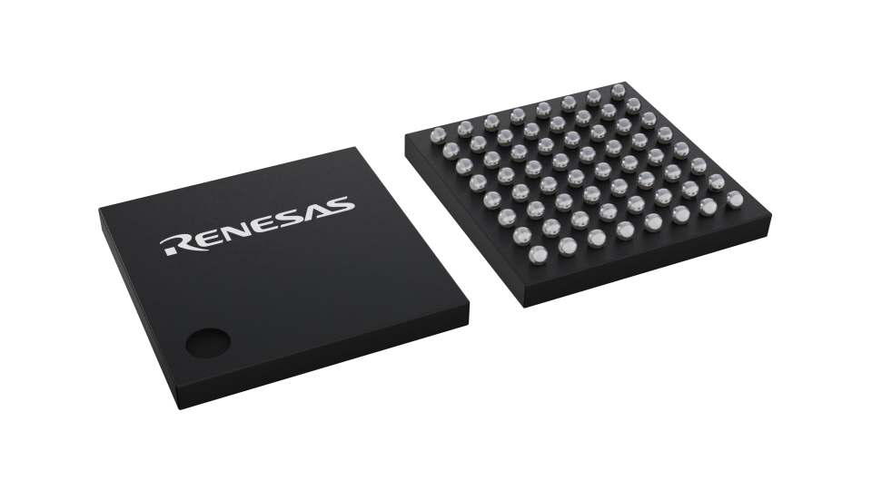 3D illustration featuring top and bottom views of CABGA IC chip package with 64 lead count