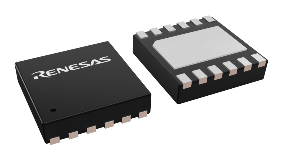 3D illustration featuring top and bottom views of DFN chip package with 8 lead count.