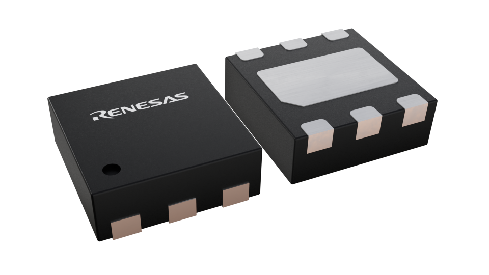 3D illustration featuring top and bottom views of DFN IC chip package with 6 lead count
