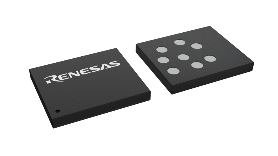 3D illustration featuring top and bottom views of DSBGA IC chip package with 8 lead count.