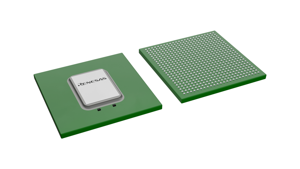 3D illustration featuring top and bottom views of FBGA IC chip package with 576 lead count.