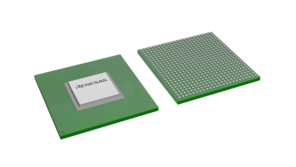 3D illustration featuring top and bottom views of FCBGA IC chip package with 576 lead count.