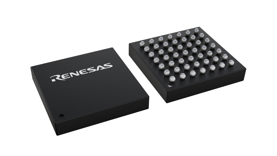 3D illustration featuring top and bottom views of FCCSP IC chip package with 49 lead count.