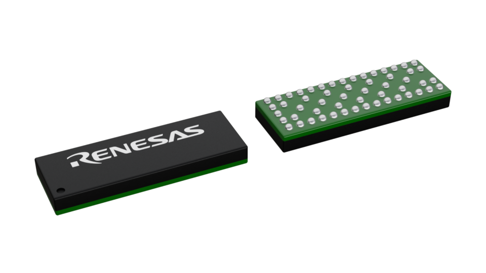 3D illustration featuring top and bottom views of FCCSP IC chip package with 55 lead count.